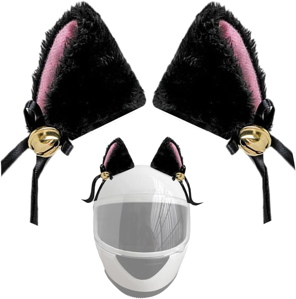 1 Pair Bow Bells Cat Ears for Helmet Cute Helmet Ears Helmet Horns Motorcycle Helmet Accessories Helmet Decorations