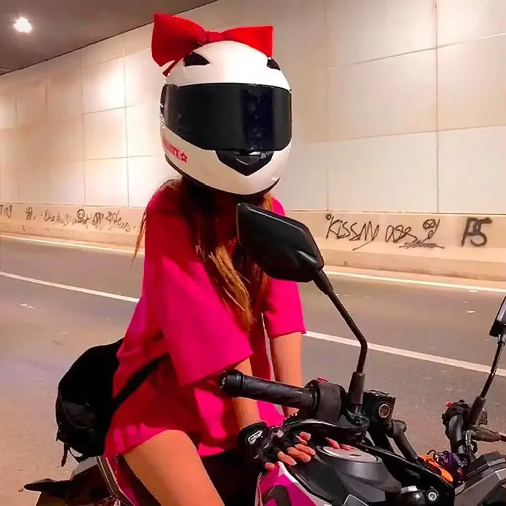 Cute Bowknot Electric Vehicle Decoration Helmet Bow Cloth Satin Ribbon Bow Helmet Decoration Motorcycle Helmet Accessories