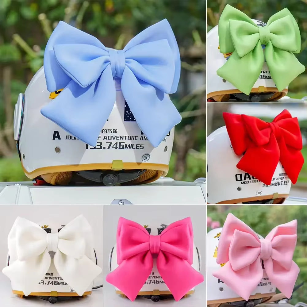 Cute Bowknot Electric Vehicle Decoration Helmet Bow Cloth Satin Ribbon Bow Helmet Decoration Motorcycle Helmet Accessories