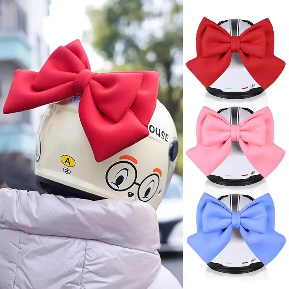 Cute Bowknot Electric Vehicle Decoration Helmet Bow Cloth Satin Ribbon Bow Helmet Decoration Motorcycle Helmet Accessories